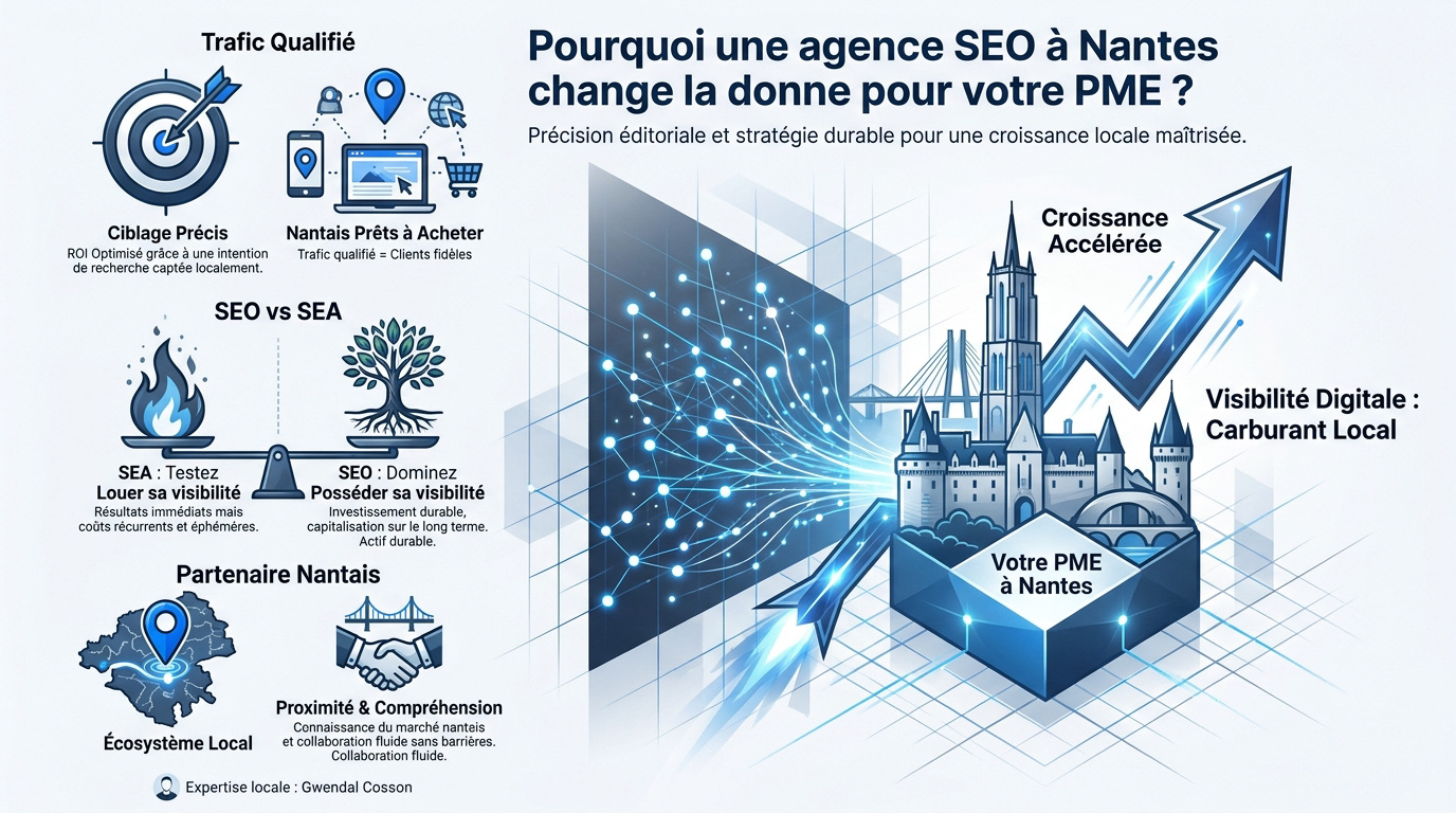 Agence SEO Nantes optimisant la croissance et la visibilité locale d'une PME