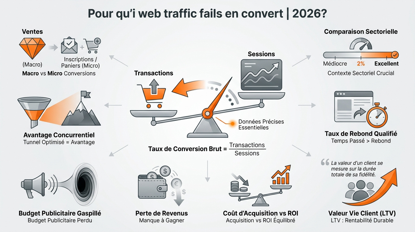 Analyse des pertes de conversion sur un site web en 2026