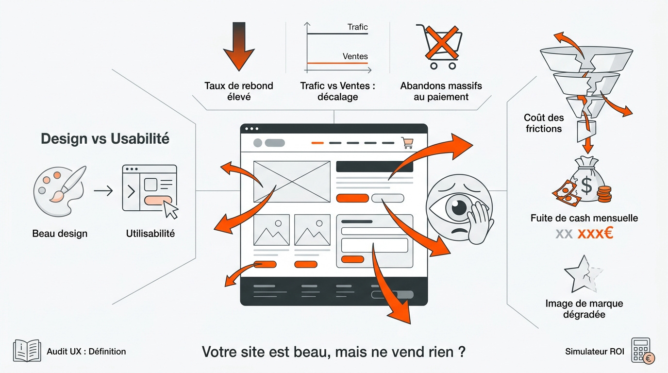 Audit ux site : boostez enfin votre taux de conversion đ 1 Analyse d'un site web esthĂ©tique mais peu performant pour l'optimisation de la conversion