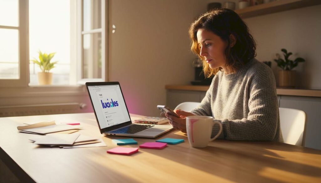 Une femme analyse et résout les points de friction rencontrés par les clients lors de leur parcours d'achat en ligne.