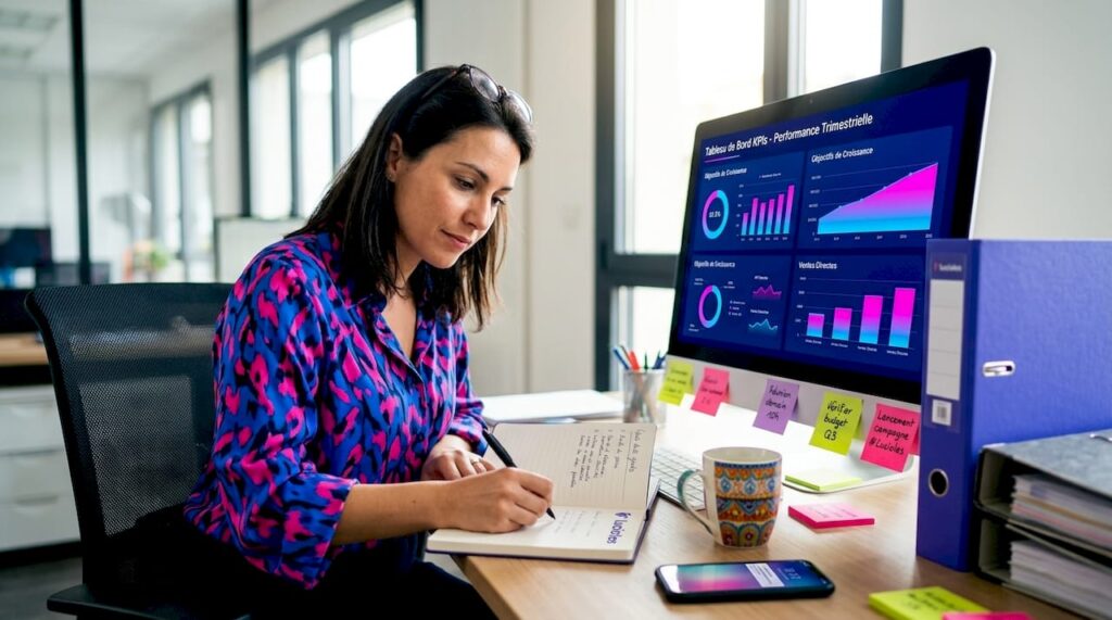 Le dirigeant d’une PME définit sa stratégie digitale et fixe les objectifs à atteindre en ligne.