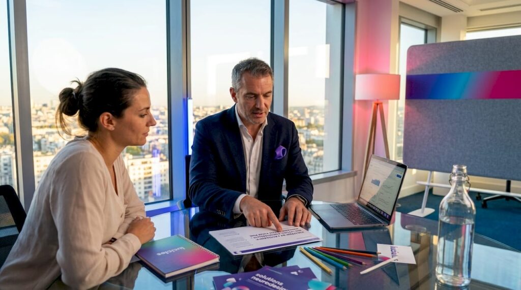 Entretien entre un consultant en marketing et le dirigeant d'une petite entreprise