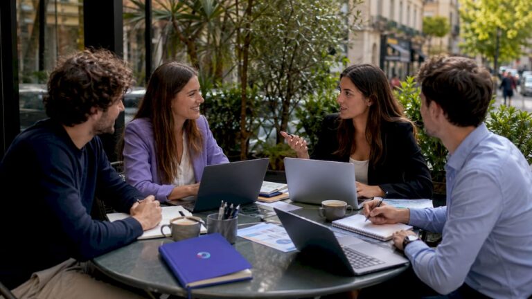 Réunion de l’équipe marketing dans la salle de conférence de l’agence