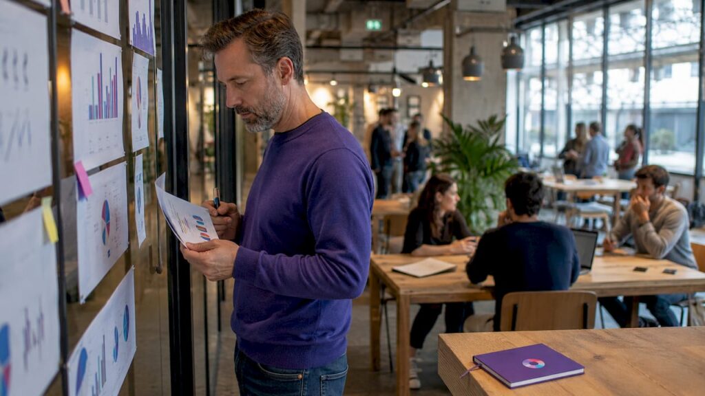 Spécialiste du digital en pleine analyse des résultats de performance