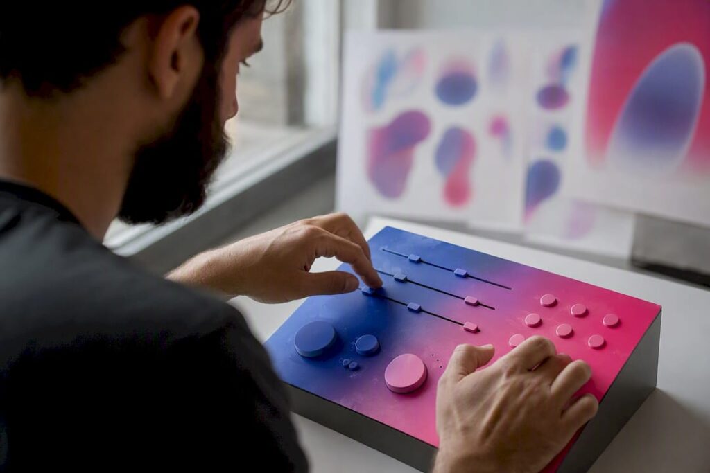 Concepteur UX ajustant les commandes de l'interface