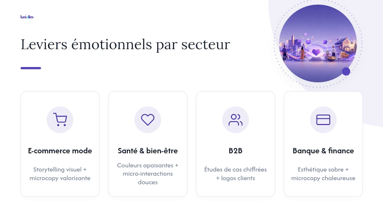Marketing & UX : design émotionnel à l'échelle, sans diluer la marque 1 Comparaison des stratégies de design émotionnel selon les secteurs