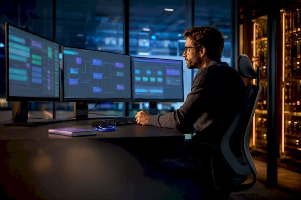 Analyste examinant un flux de données B2B