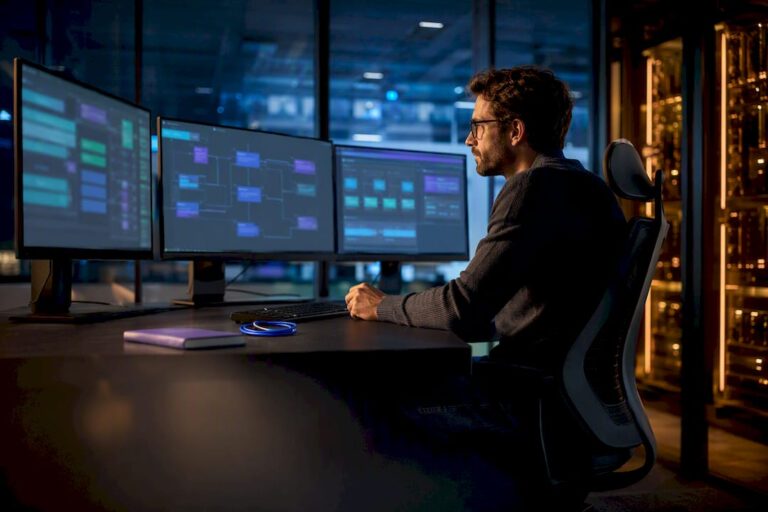 Analyste examinant un flux de données B2B