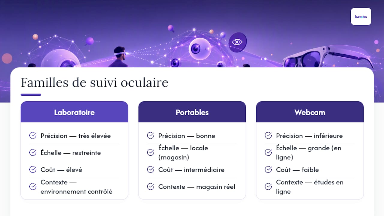 Comparaison des trois technologies de suivi oculaire