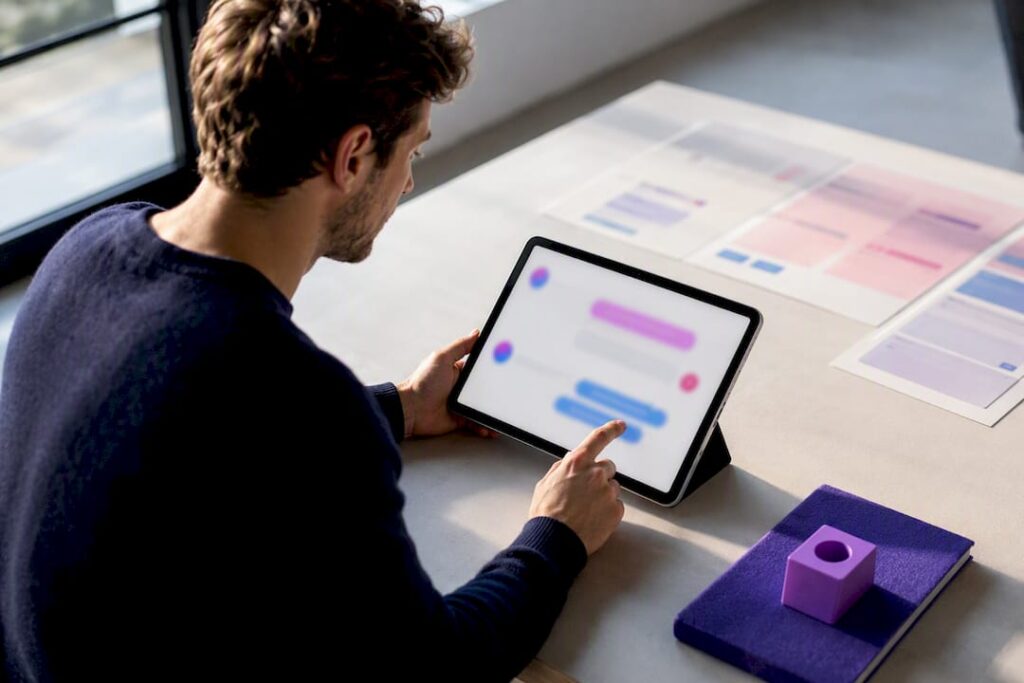 Visiteur interagissant avec un chatbot de qualification