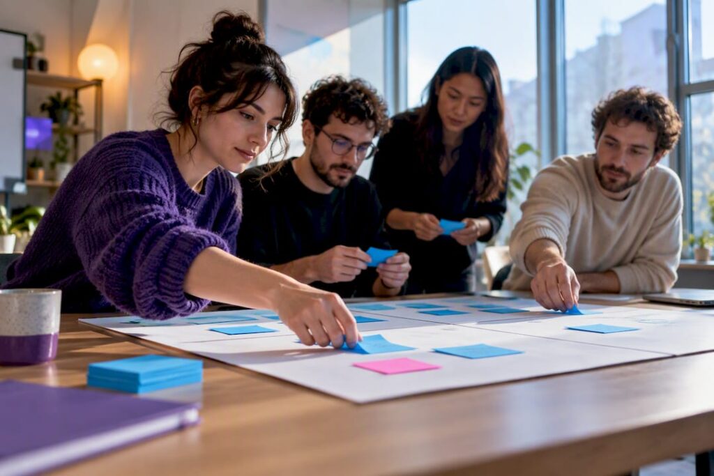 Équipe en train de créer une carte d’empathie UX