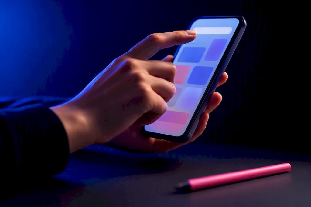 Main effectuant une recherche e-commerce sur smartphone