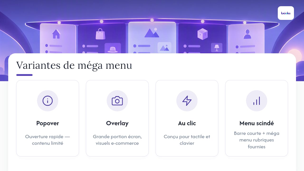Comparaison des différentes versions de méga menu UX