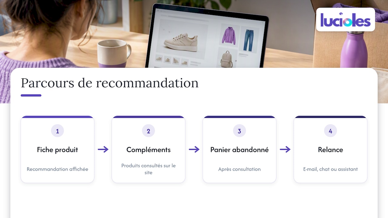 Recommandations produits intelligentes : le guide pour e-commerçants 2 Parcours des recommandations entre site et canaux automatisés