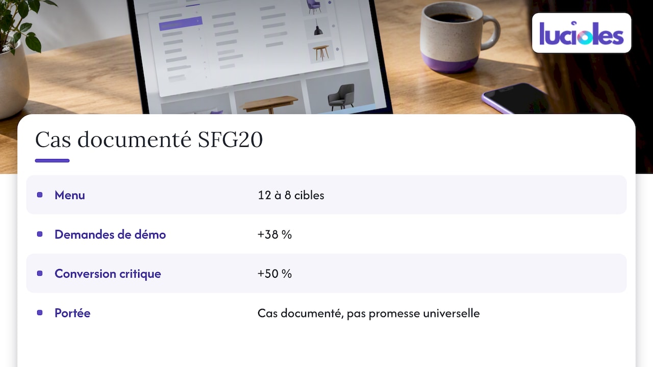 Méga menu et conversion : quand il aide à vendre, quand il freine 1 Résultats chiffrés de la refonte navigation SFG20
